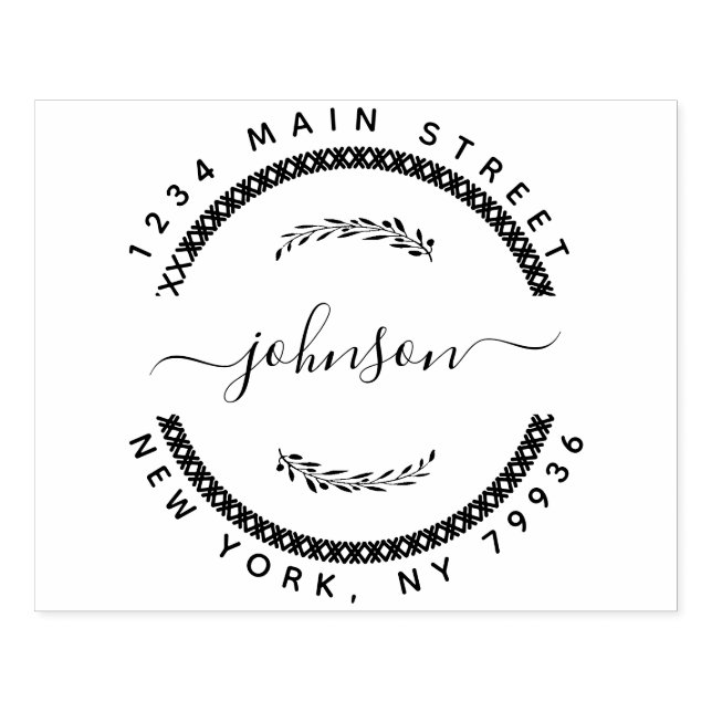 Custom Family Name Round Return Address Large Rubber Stamp (Imprint)