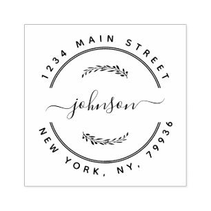 Custom Family Name Round Return Address Rubber Sta Stamp