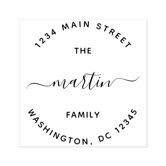 Custom Family Name Round Return Address Rubber Stamp (Imprint)