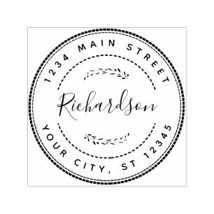 Custom Family Name Round Return Address Self-inking Stamp