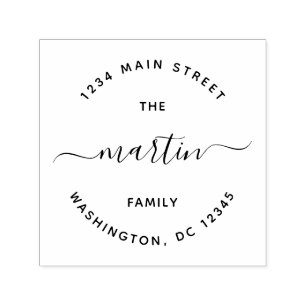 Custom Family Name Round Return Address Self-inking Stamp