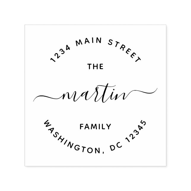 Custom Family Name Round Return Address Self-inking Stamp (Design)