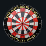 Custom Family Name Rustic Dartboard<br><div class="desc">A dartboard is a popular recreational and competitive game that provides hours of fun for players of all ages and skill levels. Typically made from sisal fibres, cork, or electronic components, dartboards are designed to withstand the impact of darts while offering precise scoring zones. Standard dartboards feature a circular design...</div>