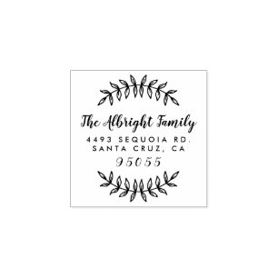Custom Family Name Script Return Address Rubber Stamp