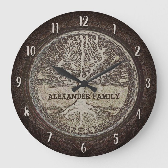 Custom Family Name Tree of Life Large Clock (Front)