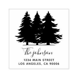 Custom Family Name Trees Return Address Rubber Stamp