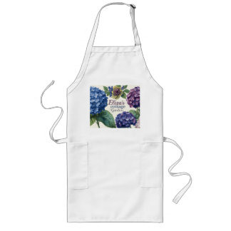 Custom Family Name Watercolor Hydrangea Long Apron