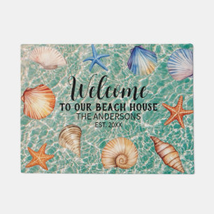 Custom Family Name Welcome to Our Beach House    Doormat
