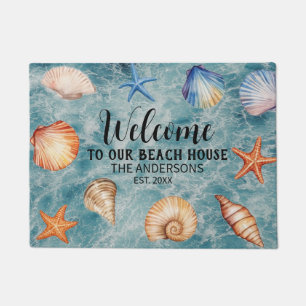 Custom Family Name Welcome to Our Beach House    Doormat