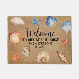 Custom Family Name Welcome to Our Beach House    Doormat