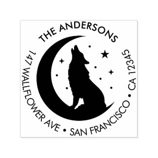 Custom Family Name Wolf Moon Return Address Self-inking Stamp
