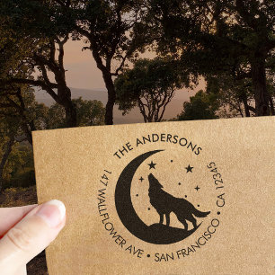 Custom Family Name Wolf Moon Return Address Self-inking Stamp