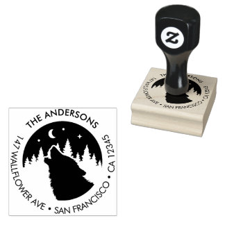 Custom Family Name Wolf Moon Return Wood Art Stamp