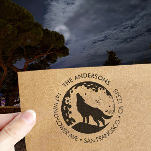 Custom Family Name Wolf Moon Return Wood Art Stamp