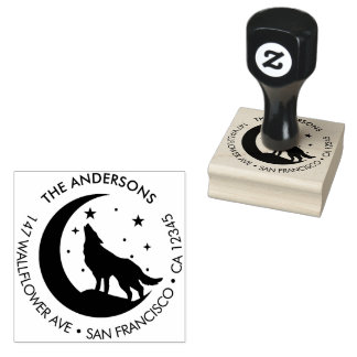 Custom Family Name Wolf Moon Return Wood Art Stamp