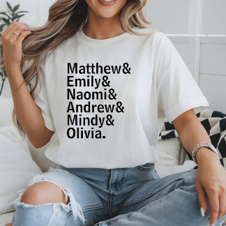 Custom Family Names List Personalized Text Funny T-Shirt