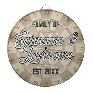 CUSTOM FAMILY NAMES & Year Established Khaki Colou Dartboard