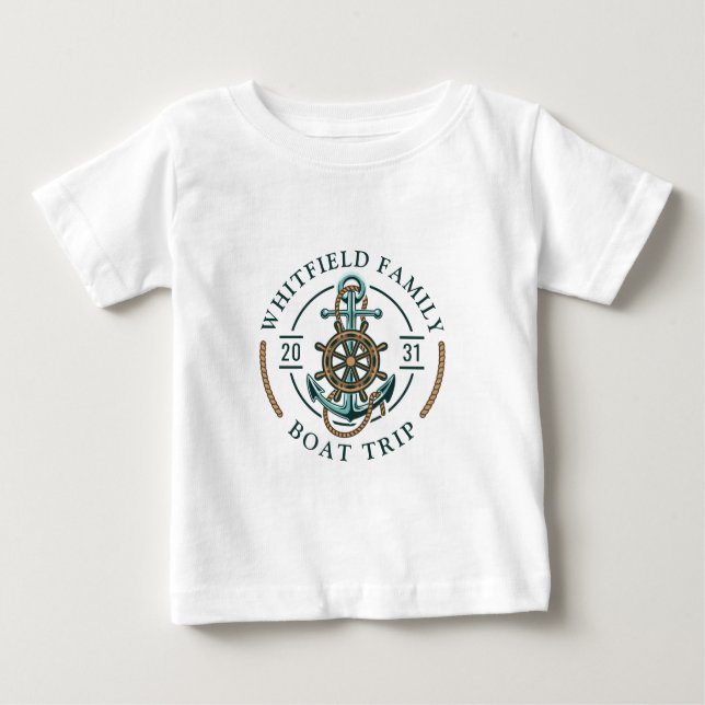 Custom Family Nautical Boat Trip Reunion Vacation Baby T-Shirt (Front)