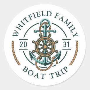 Custom Family Nautical Boat Trip Reunion Vacation Classic Round Sticker
