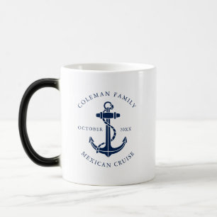 Custom Family Nautical Navy Blue Boat Anchor Magic Mug
