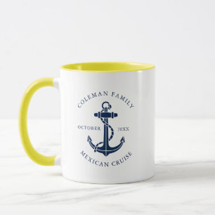 Custom Family Nautical Navy Blue Boat Anchor Mug