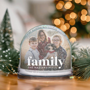 Custom Family Overlay Photo & Name Snowglobe