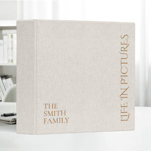 Custom Family Photo Album Beige Linen Binder