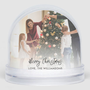 Custom Family Photo and Pet Dog Christmas Snowglobe