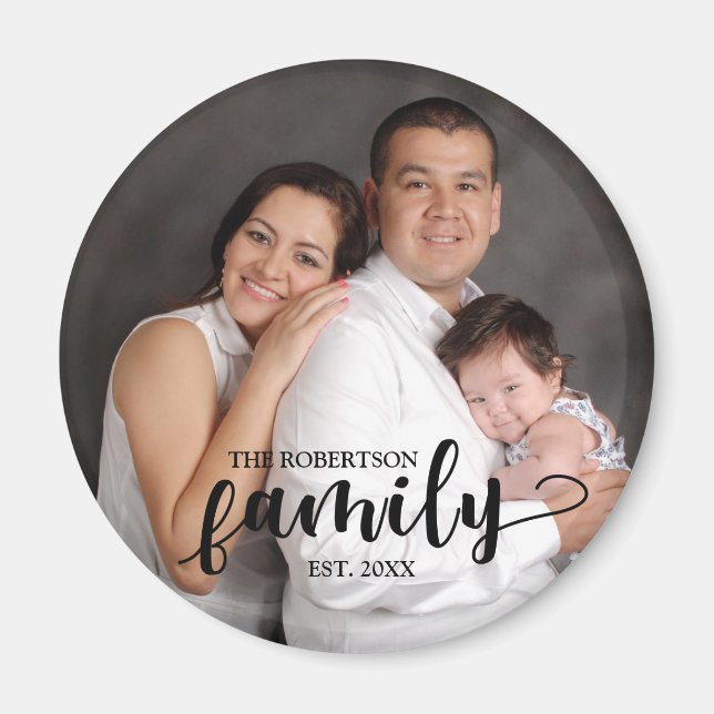 Custom Family Photo and Text Magnet (Front)