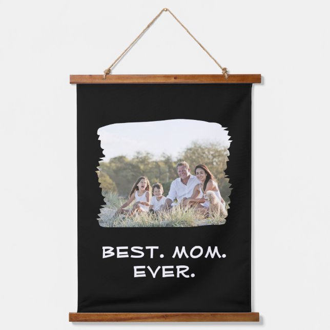 Custom Family Photo Best Mom Ever Mother's Day Hanging Tapestry (Front)