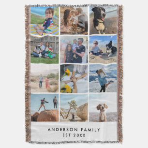 Custom Family Photo Blanket 12 Photo Woven Throw