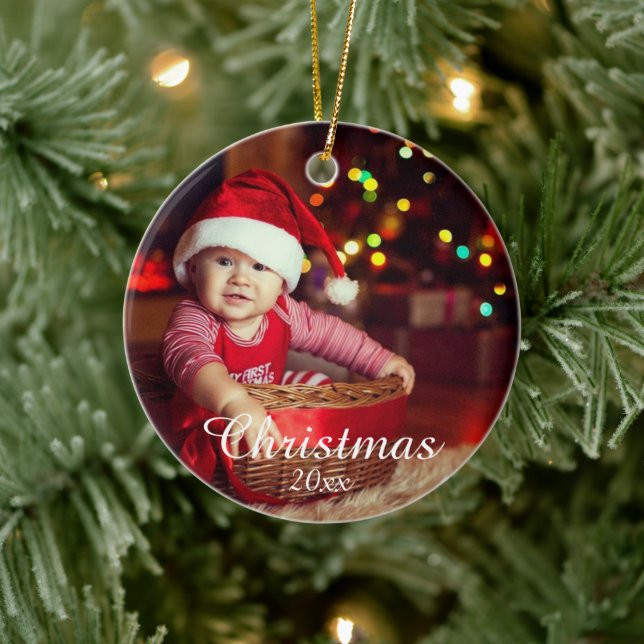 Custom Family Photo Ceramic Ornament (Tree)