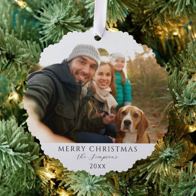 Custom family photo Christmas  Ornament Card (Insitu (Tree))