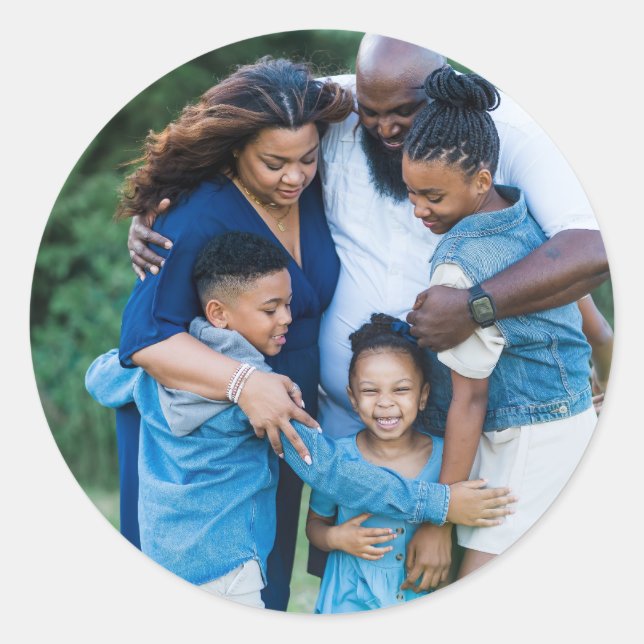 Custom Family Photo Classic Round Sticker (Front)