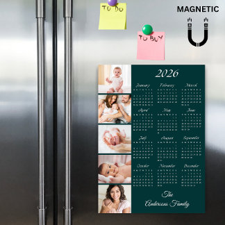 Custom Family Photo Collage 2026 Calendar Magnet