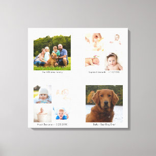 Custom Family Photo Collage 4 Panel Grouping Canvas Print