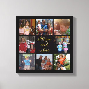 Custom family photo collage "All you need is love" Canvas Print