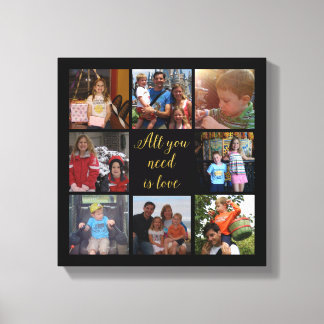 Custom family photo collage "All you need is love" Canvas Print