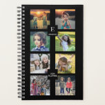 Custom family photo collage black personalized planner<br><div class="desc">Modern custom family photo collage,  black,  planner.
You can personalize it and add your own photos at the front,  add your name,   monogram,  text and year.</div>