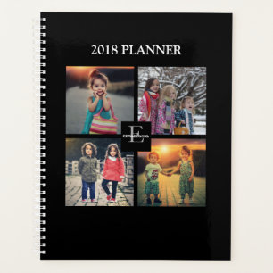 Custom family photo collage black personalized planner