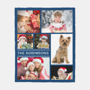 Custom Family Photo Collage Fleece Blanket