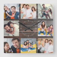 Custom Family Photo Collage Modern Dark Wood