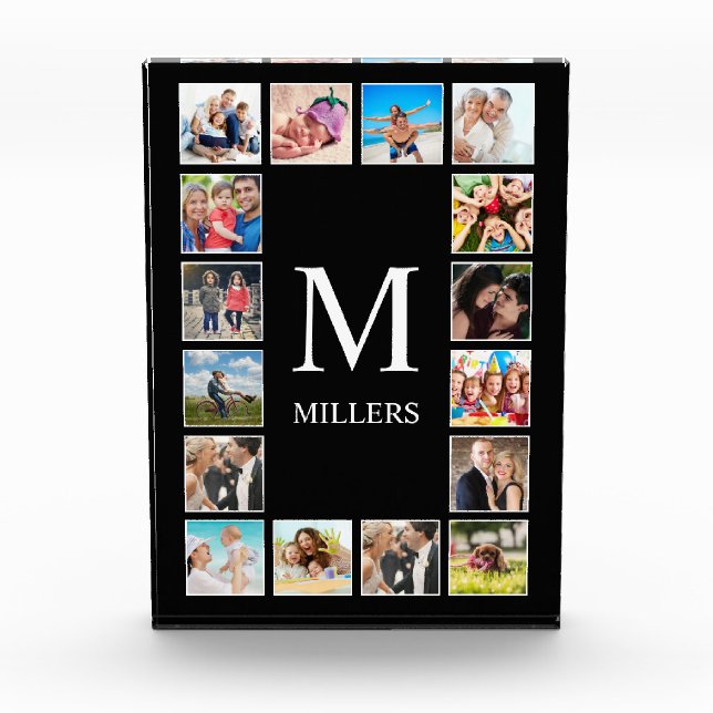 Custom Family Photo Collage Personalized Black (Front)
