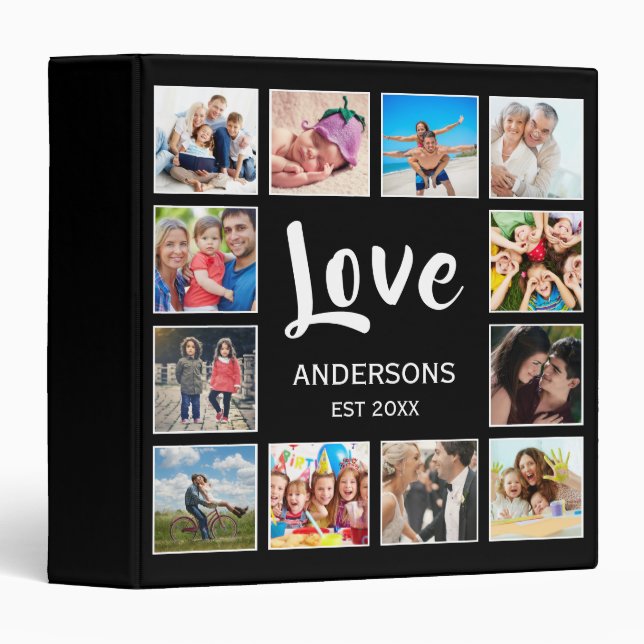 Custom Family Photo Collage Personalized Black Binder (Front/Spine)