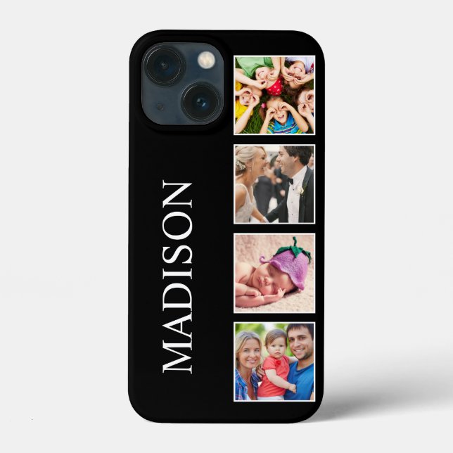 Custom Family Photo Collage Personalized Black Case-Mate iPhone Case (Back)