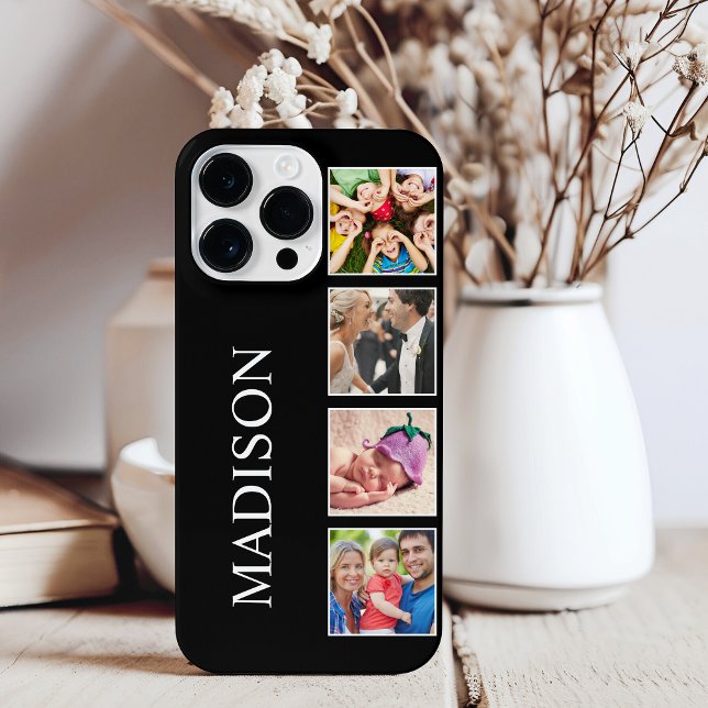 Custom Family Photo Collage Personalized Black iPhone Case (Creator Uploaded)