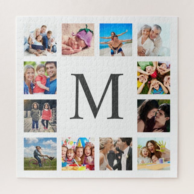 Custom Family Photo Collage Personalized Black Jigsaw Puzzle (Vertical)