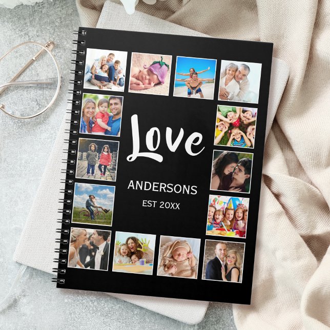 Custom Family Photo Collage Personalized Black Notebook (Creator Uploaded)