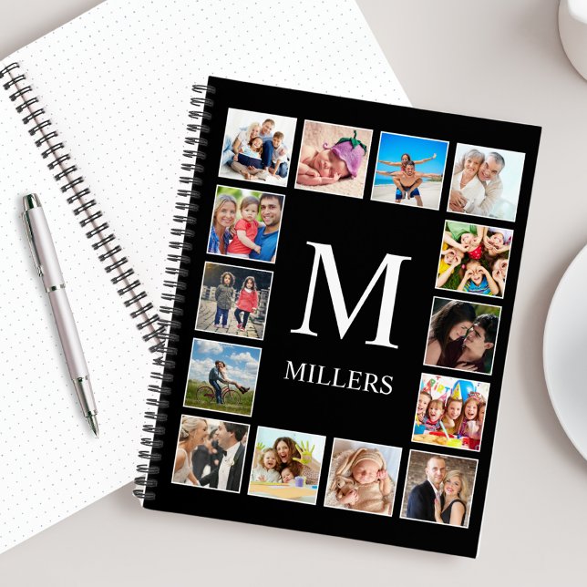 Custom Family Photo Collage Personalized Black Notebook (Creator Uploaded)