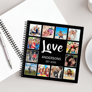 Custom Family Photo Collage Personalized Black Notebook